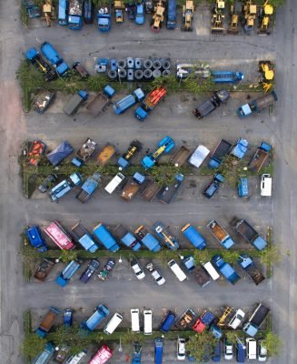 Aerial photo of a parking lot